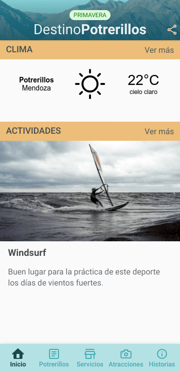 Screenshot of the app Destino Potrerillos homepage
